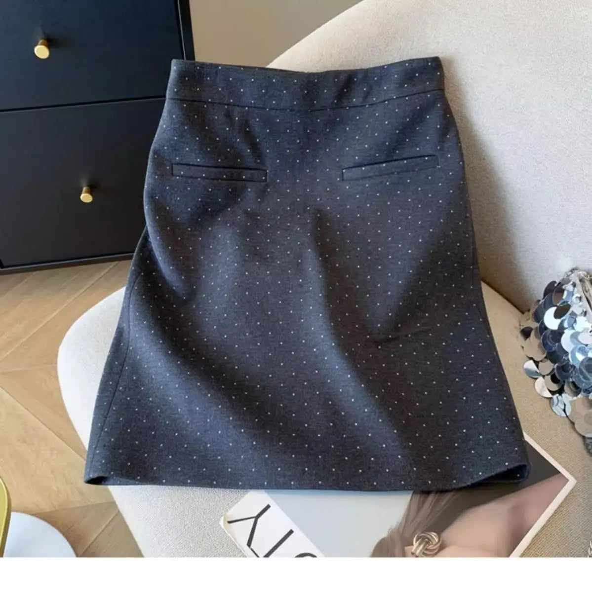 Polka Dot Print High Waist Slim Midi Skirt for Women