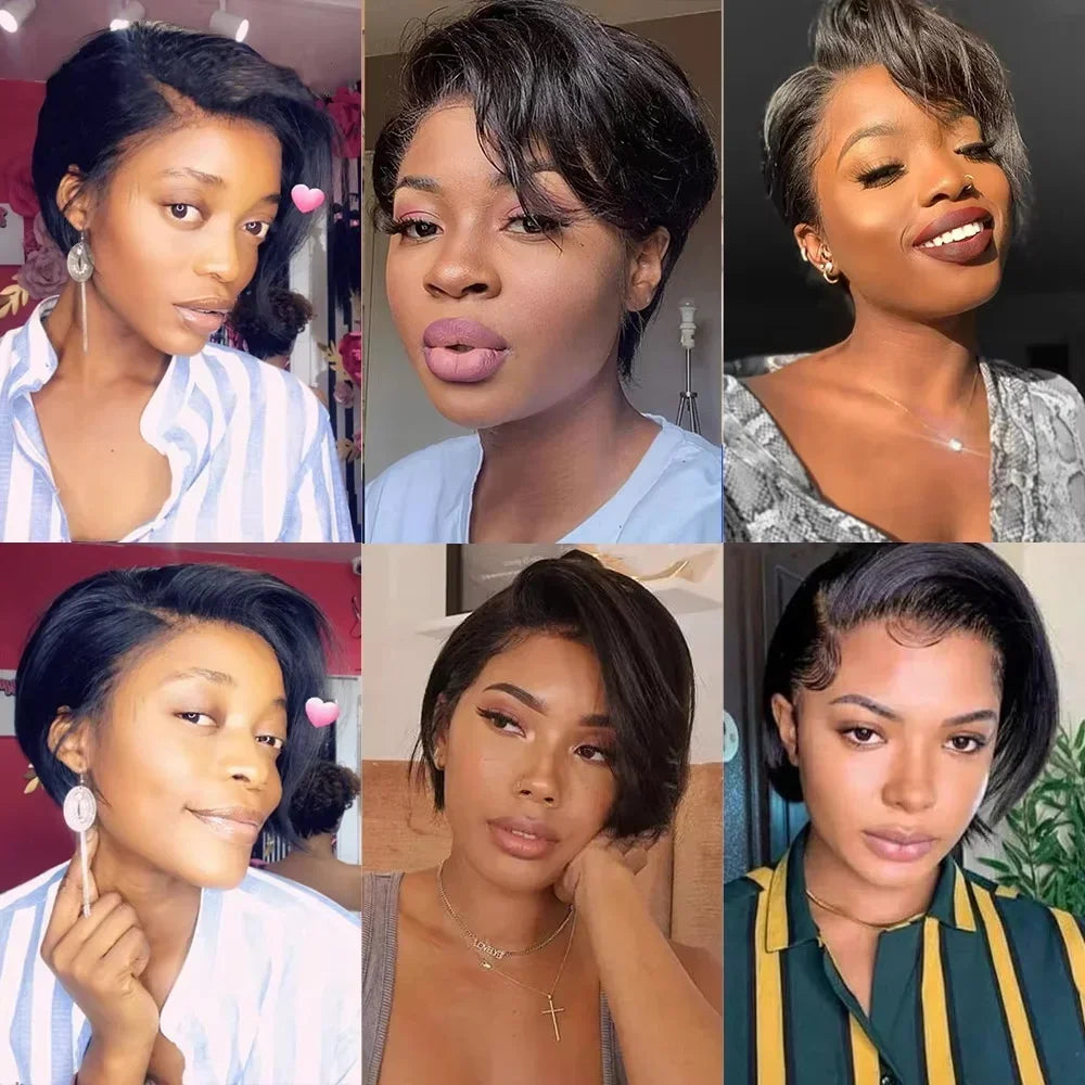 Straight Side Part Lace Front Pixie Bob Wig for Women
