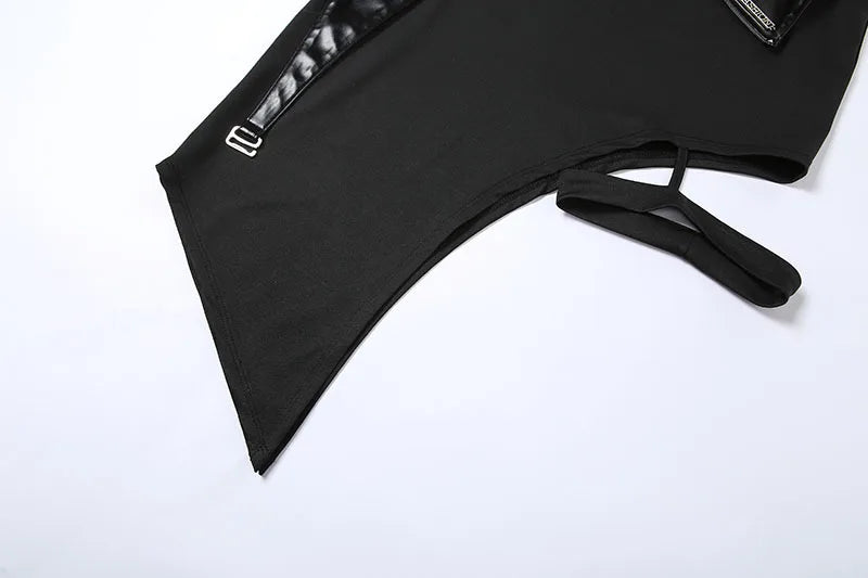 Techwear Gothic Patchwork Sexy Mini Skirts Women Grunge Irregular Hem High Waist Cargo Skirt Hip Hop Black Summer 2022