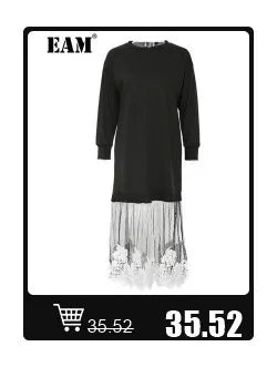 [EAM] Women Black Denim Burr Irregular Big Size Casual T-shirt New V-Neck Half Sleeve Fashion Tide Spring Summer 2025 1DJ1392