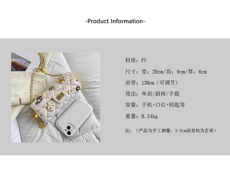 Textured Diamond Grid Crossbody Shoulder Bag for Women