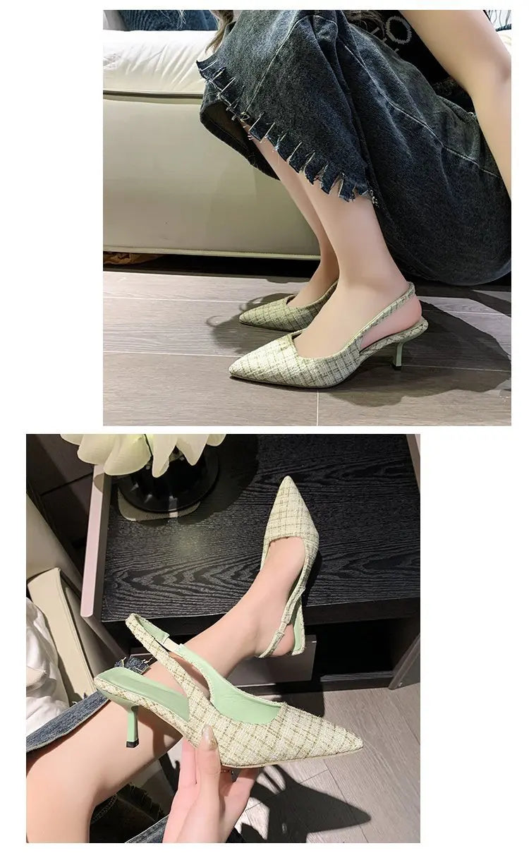 Elegant Blue Pointed Toe Slingback Pumps for Women