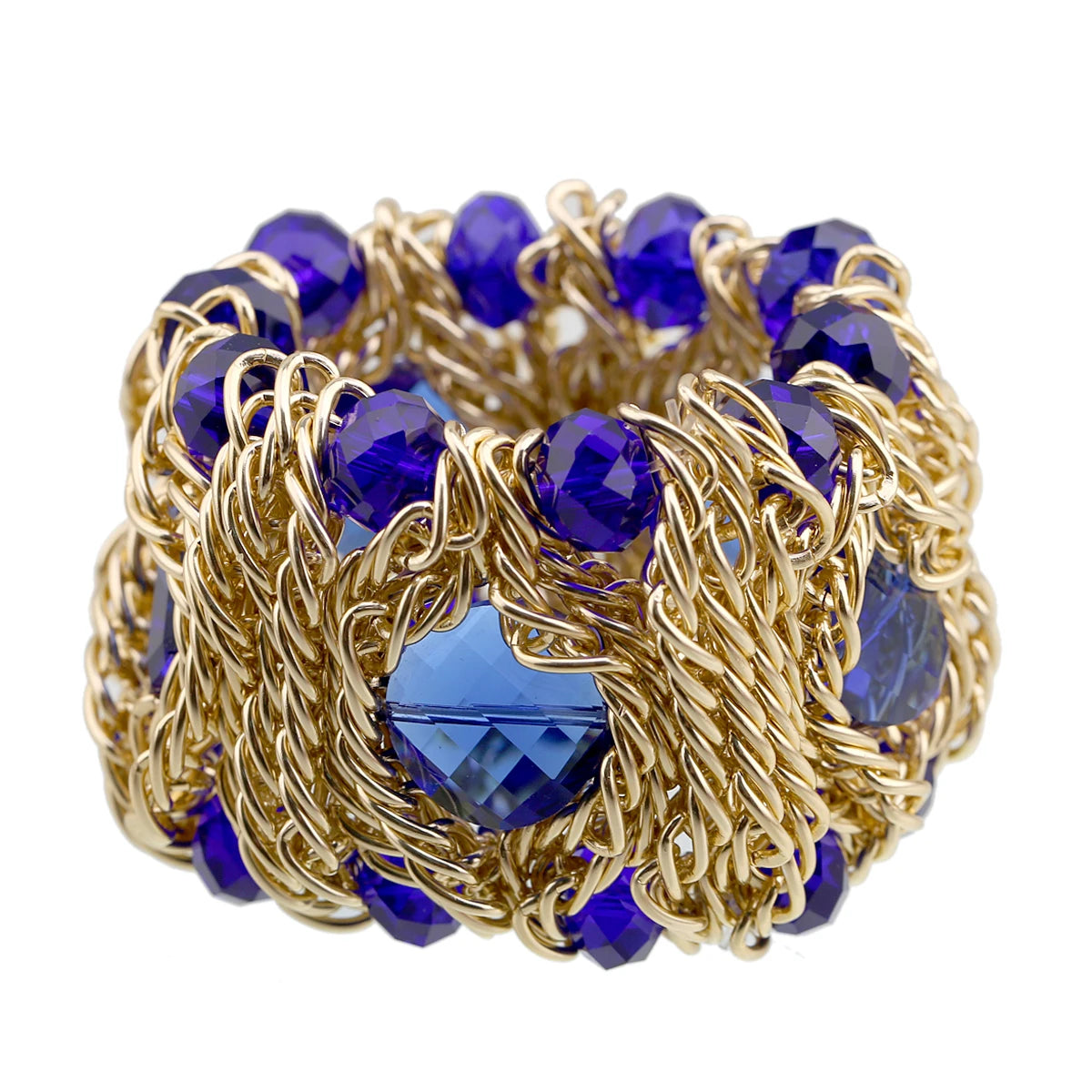 Beaded Crystal Statement Elastic Bracelet for Women