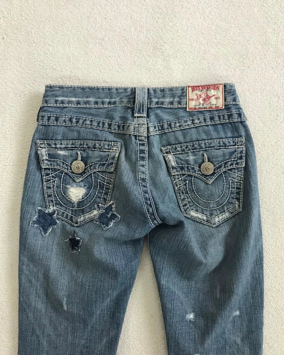 Crown Embroidered Microflare Jeans