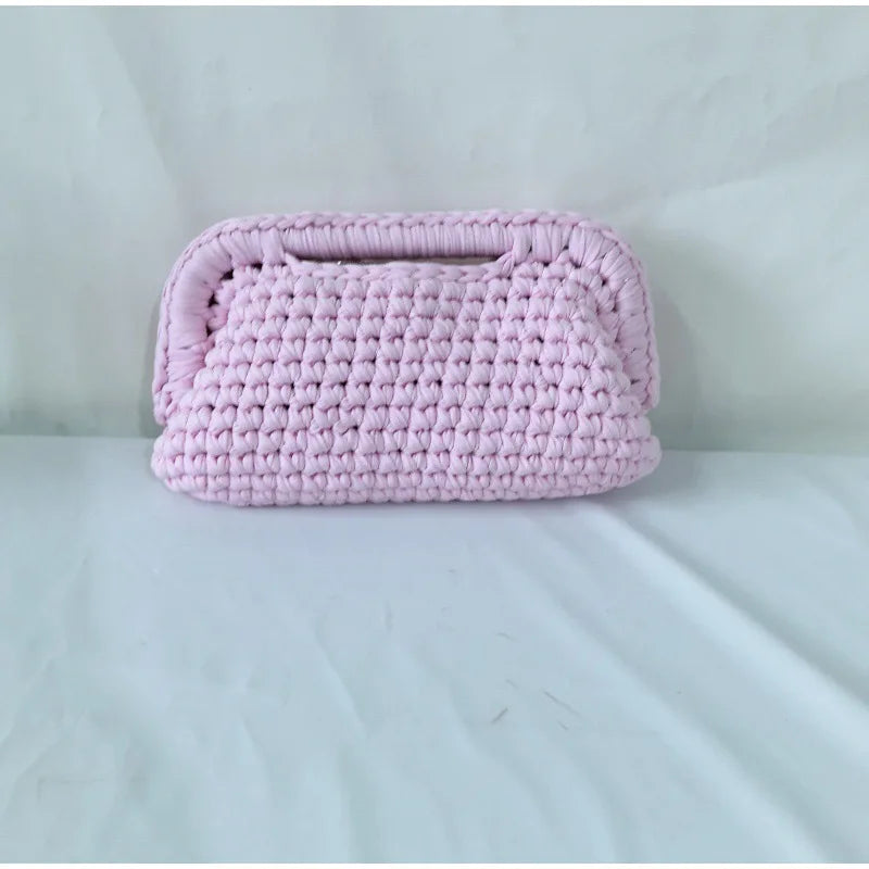 Fashion High-end Clutch Bag Hand-crocheted Clip Bag Simple Versatile Chain Cloud Bag New Leisure Travel Women's Underarm Bag