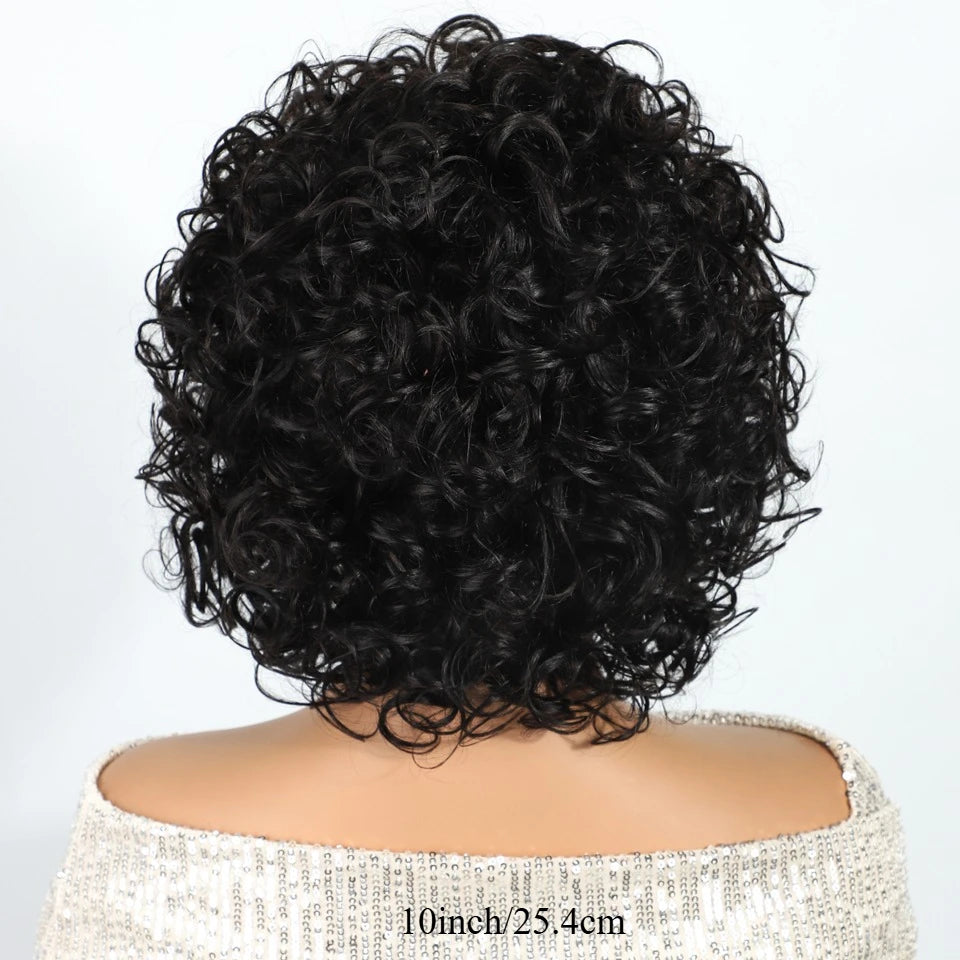 Glueless Curly Brazilian Short Human Hair Wig for Women
