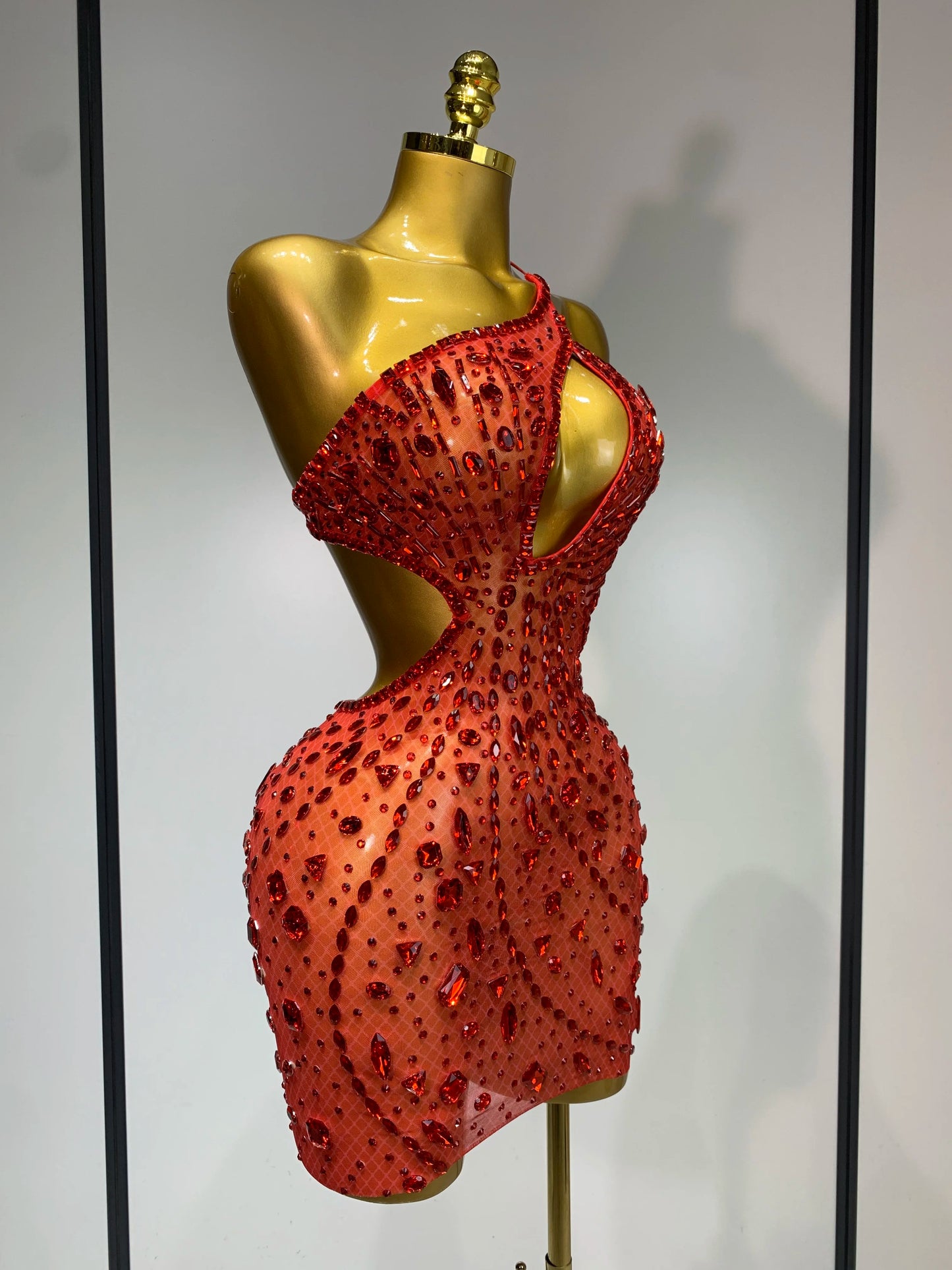 Sexy Sparkly Diamond Backless Short Dress 2025 Women Sleeveless Mesh See Through Evening Birthday Gown Singer Stage Outfit