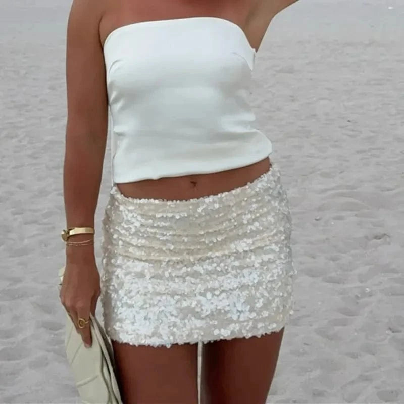 hirigin Sequined Women Sparkling Mini Skirt Sexy Slim Fit Unique High Waist Skirts New Spring Summer Female Party Club Dress