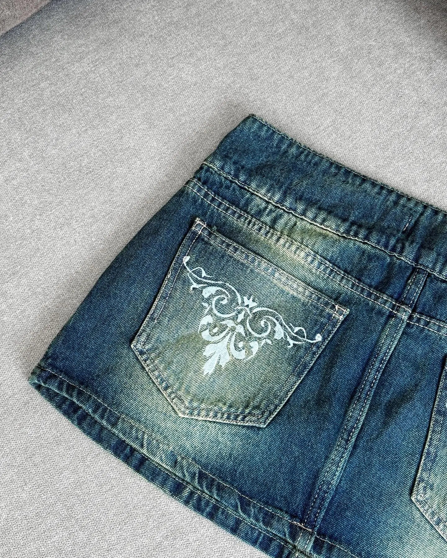 Solid Blue Denim Mini Skirt