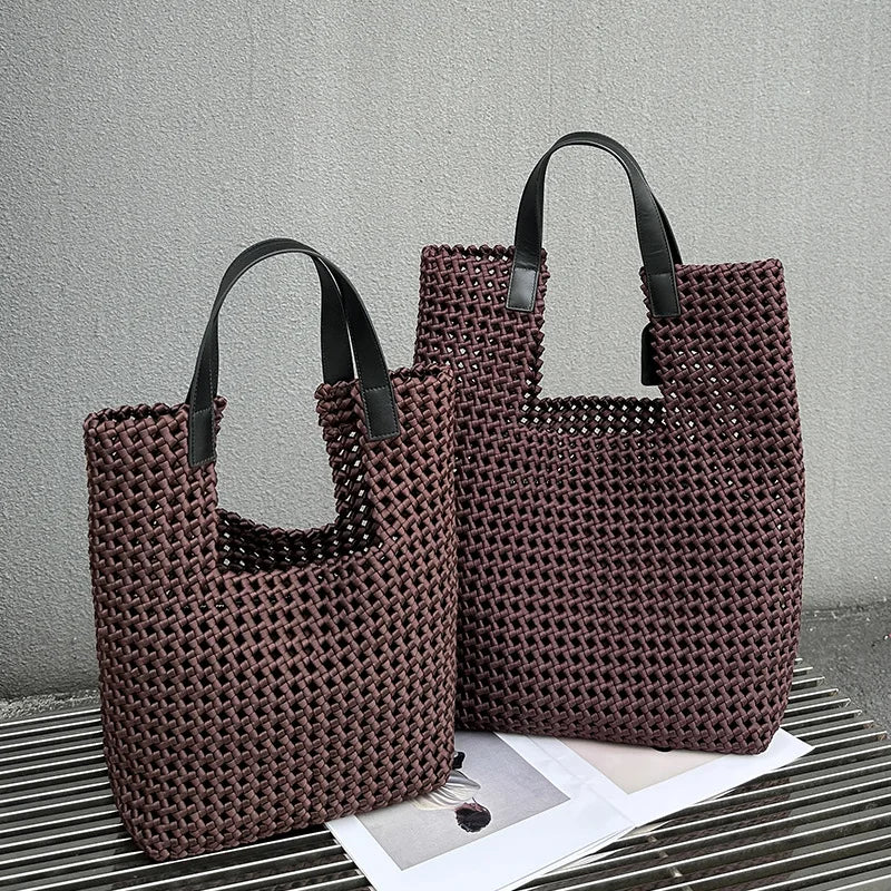 Rope Woven Shoulder Tote Bag