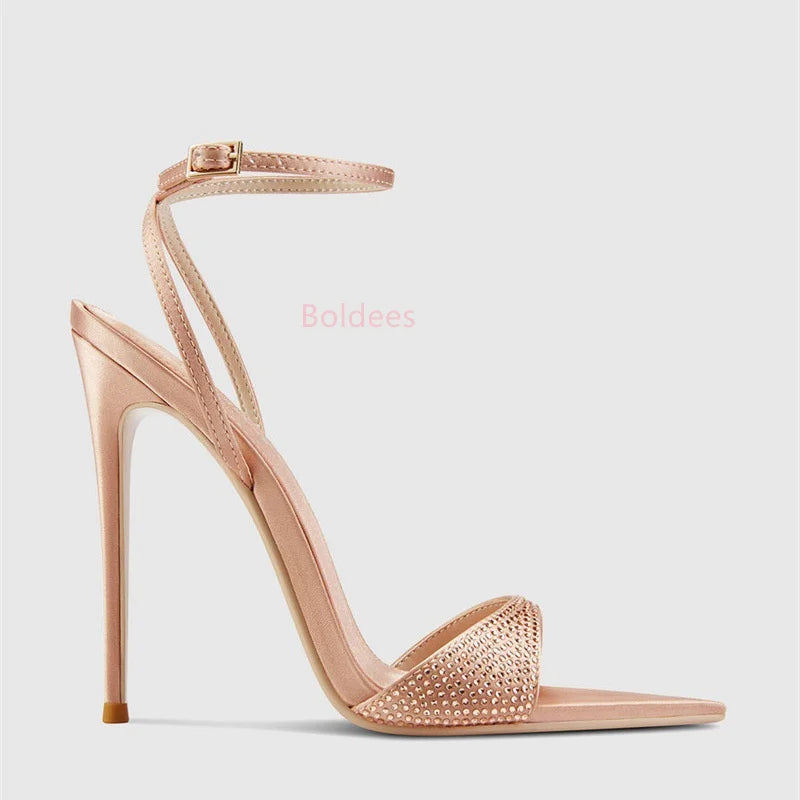 Crystal Buckle Stiletto Sandals