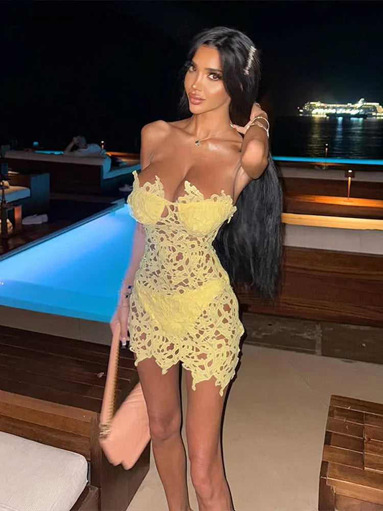 Hollow Out Sleeveless Backless Mini Dress for Women