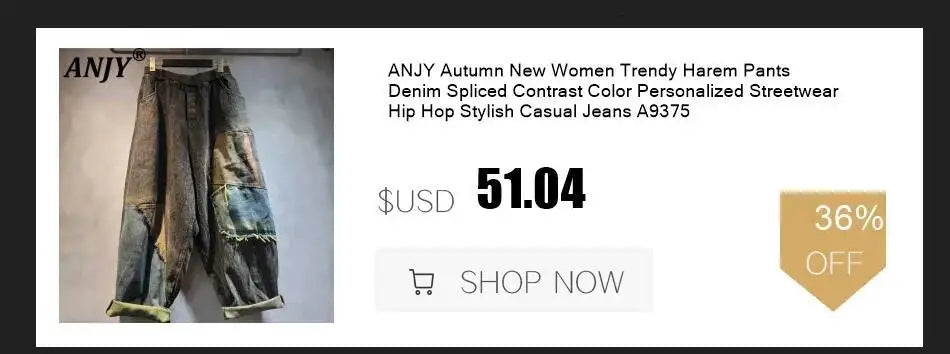 ANJY Autumn New Women's Streetwear Y2K Chic Fashion Safari Style Niche Personality Spliced Button Jeans Casual Denim Pants A7689