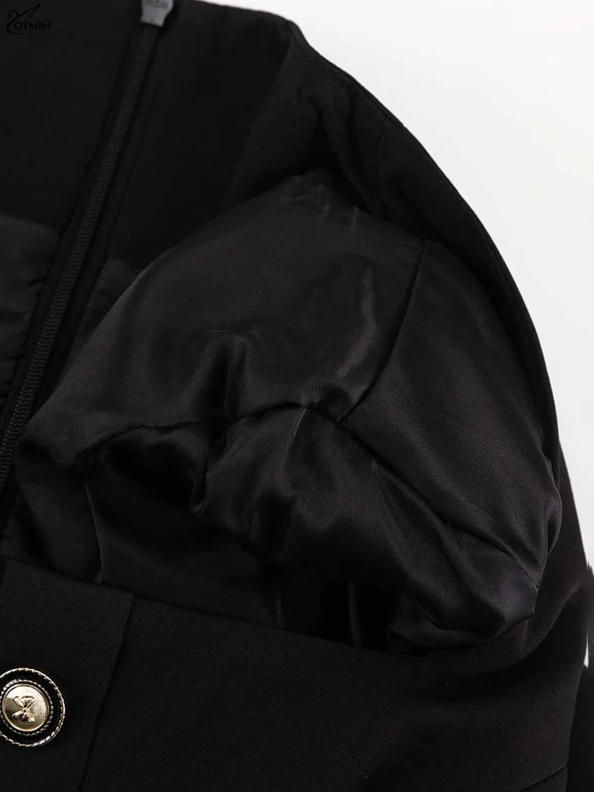 Oymimi Elegant Black Woman 2 Piece Set Outfit Fashion Square Neck Long Sleeve Button Shirts And Straight Ankle-Length Skirts Set