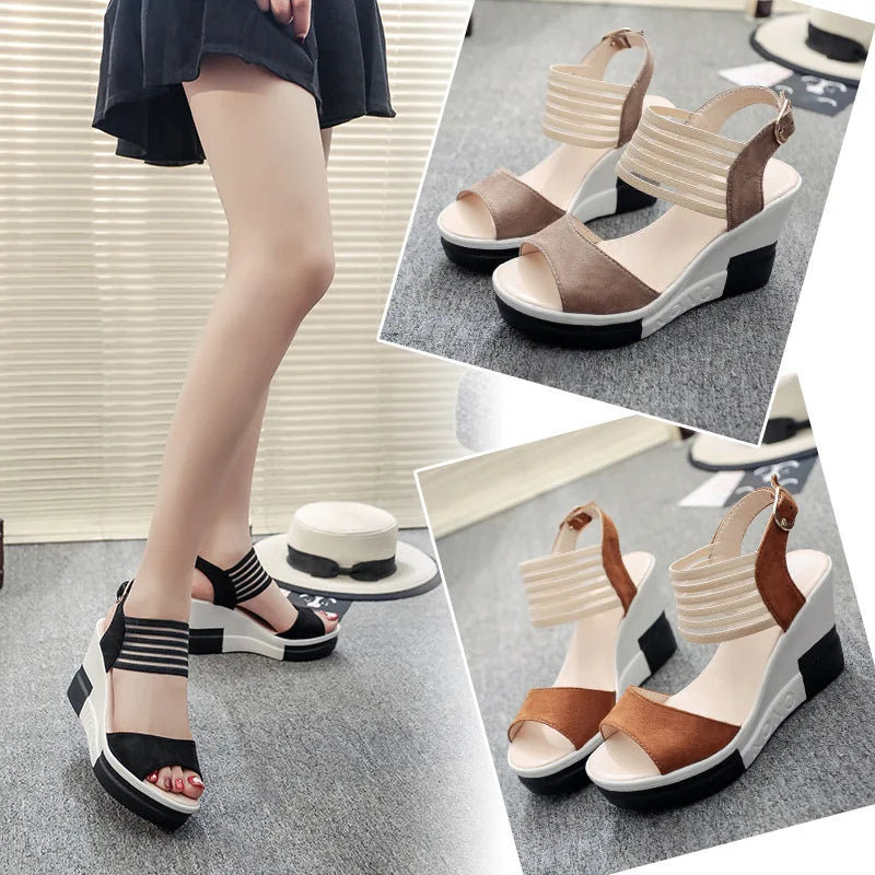 Air Mesh Platform Wedge Sandals