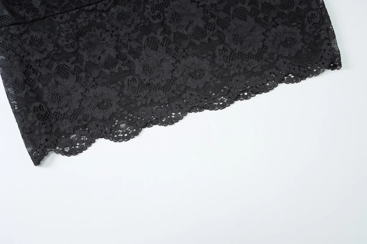 Sexy Sheer High Waist Lace Patchwork Dress for Women