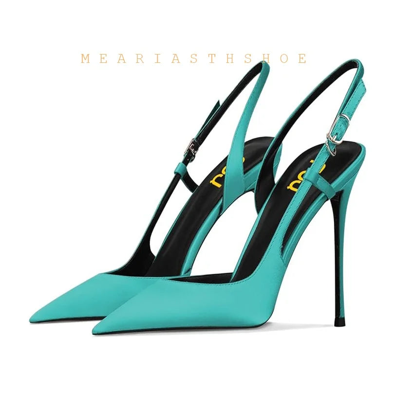 Black Lace Mesh Pointed Toe Side Open Slim High Heel Sandals For Women