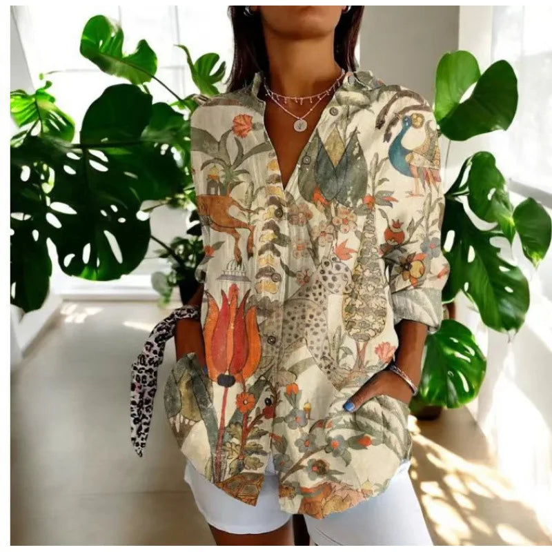Ditsy Floral Oversized Dropped Shoulder Blouse for Women