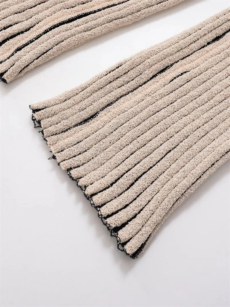 Joskaa 2025 Women's Striped Knit Two Piece Set Casual O-Neck Sleeveless Sweater Vest and Flared Pants Matched Vintage Streetwear