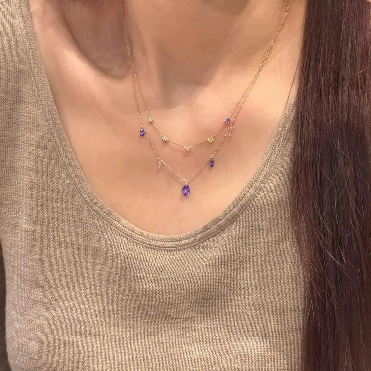 Elegant Water Drop Cubic Zirconia Pendant Necklace for Women