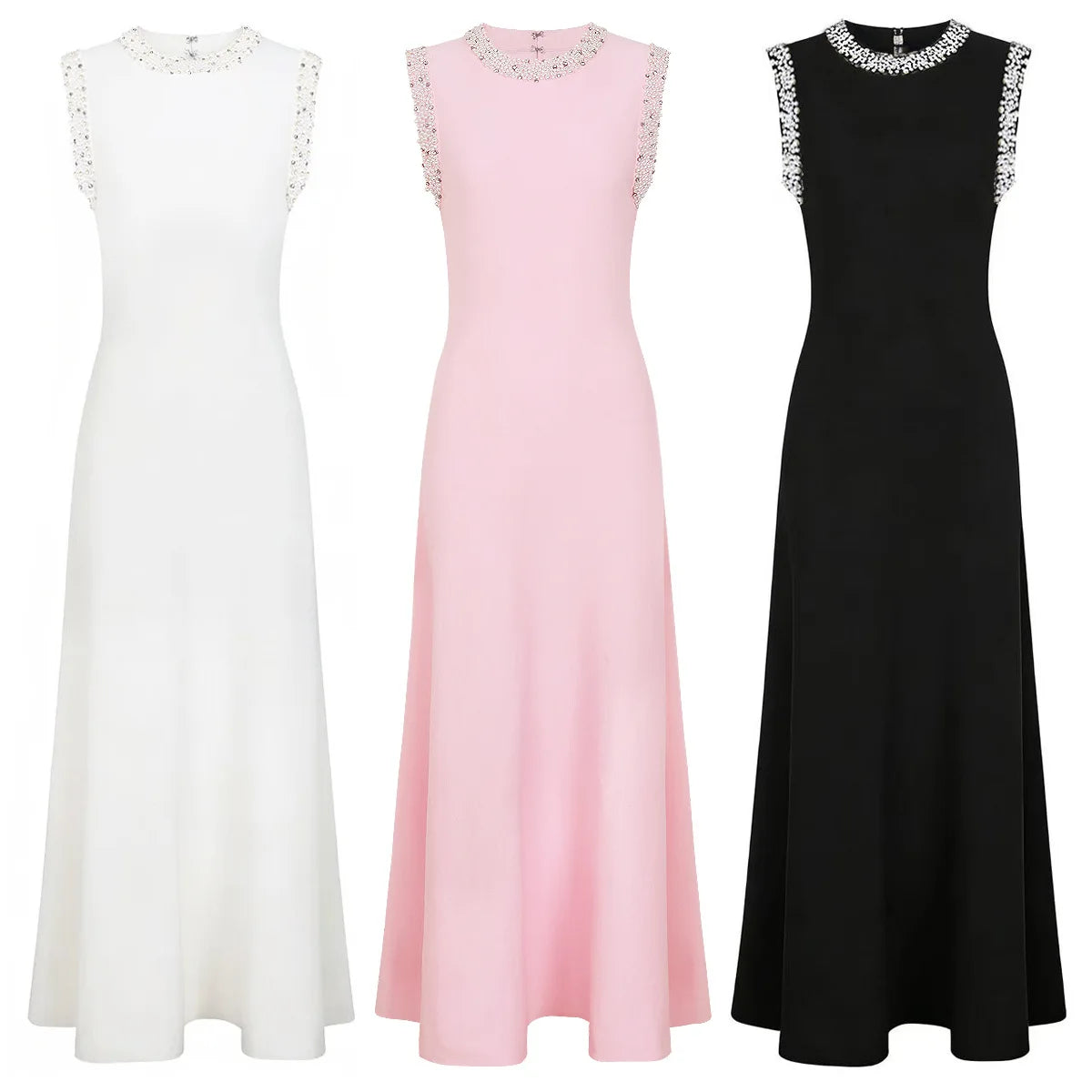 2026 Spring and Summer New High-end Heavily Rhinestone Sleeveless Maxi Dress Women's Fashion Slim-fit Elegant Party Gown Dresses