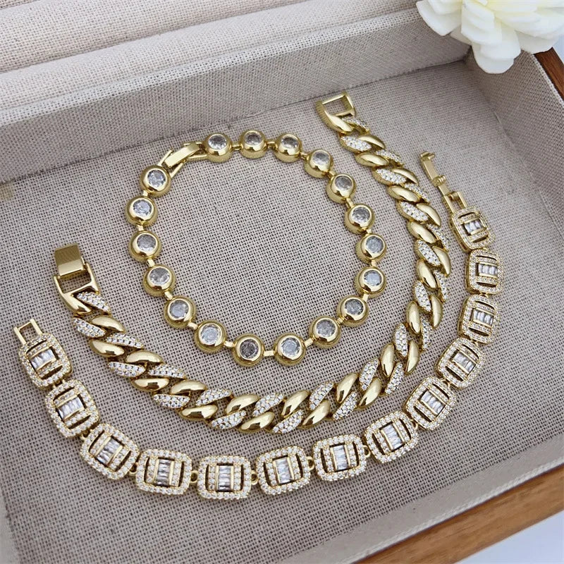 Gold Plated Zircon Chain Bracelet