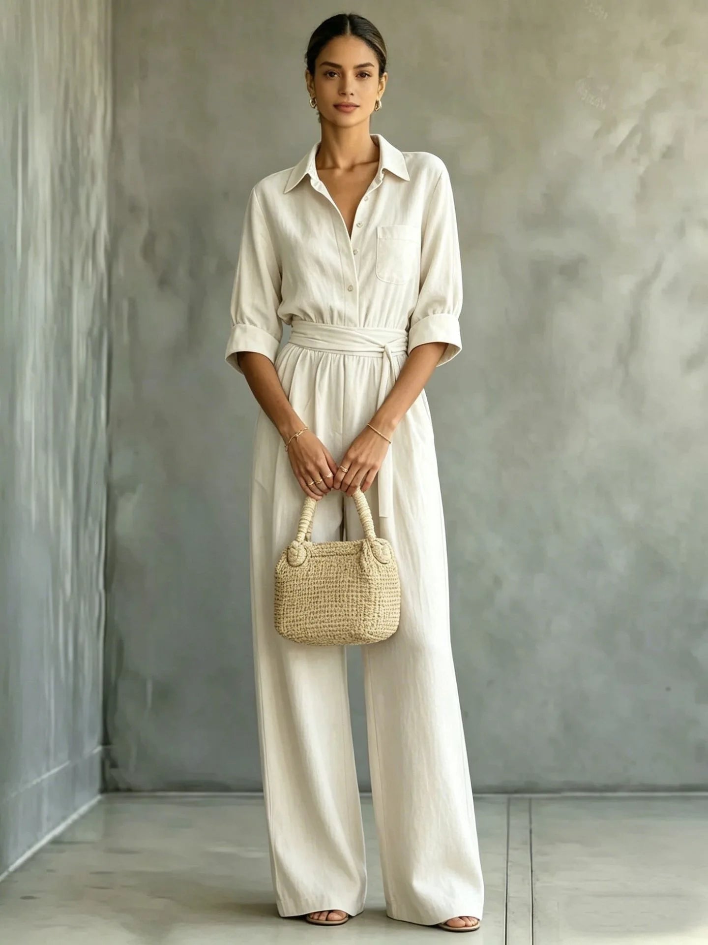 Solid Color Casual Loose Jumpsuit for Women Summer Vacation Streetwear