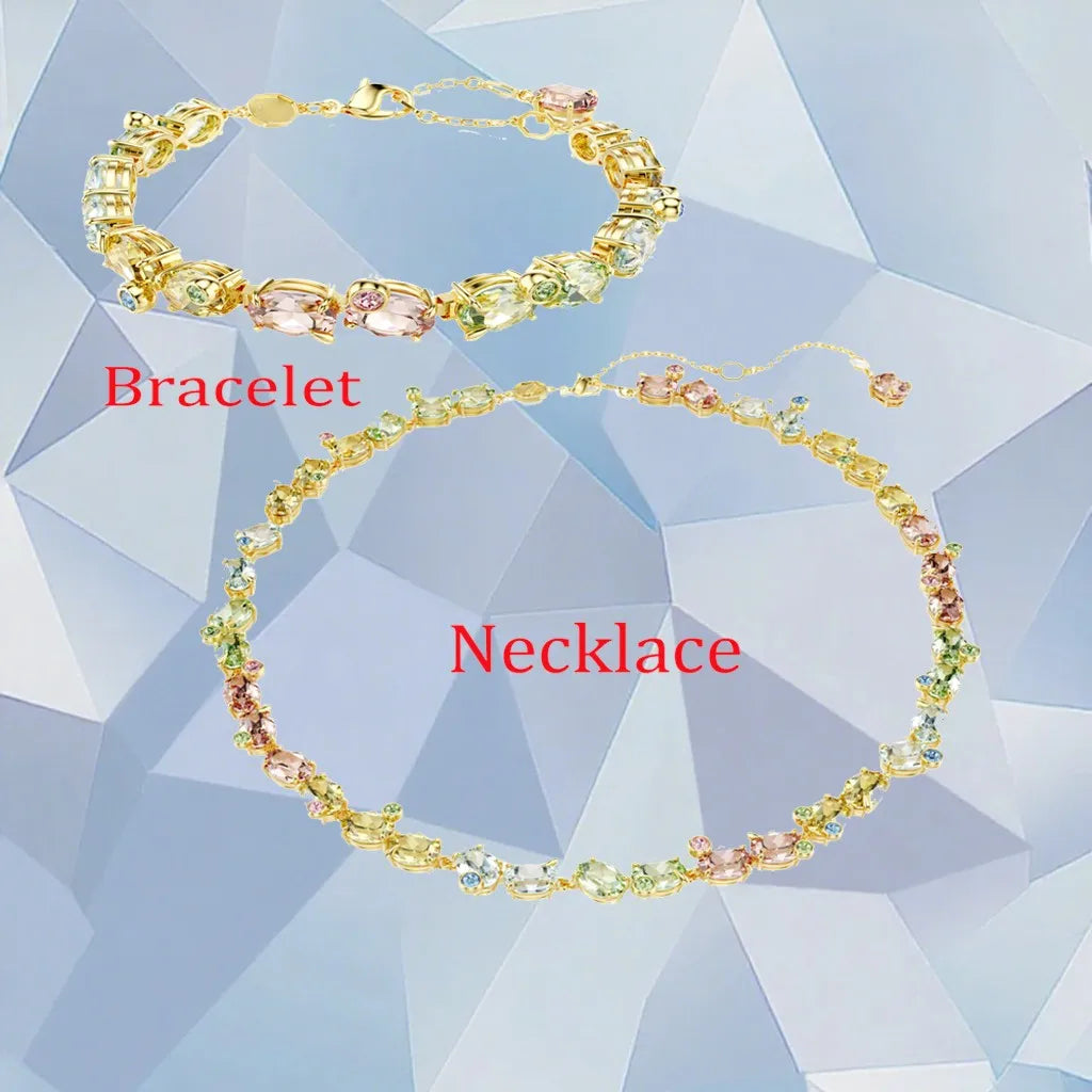 Gold Plated Zirconia Crystal Pendant Set for Women