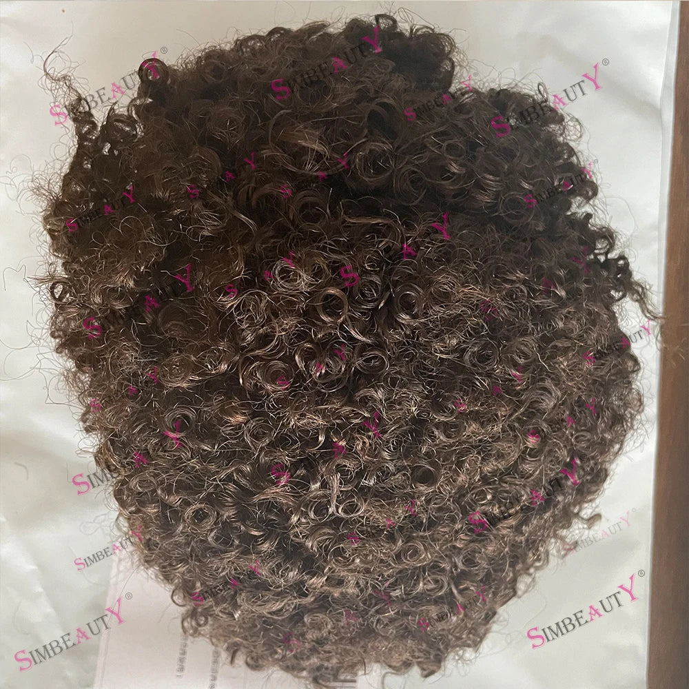 Kinky Curly Human Hair Toupee With Natural Hairline for Women