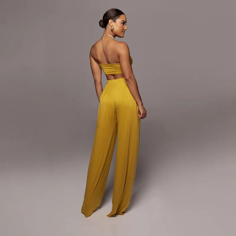 Elegant Solid Color Casual Two Piece Set for Women
