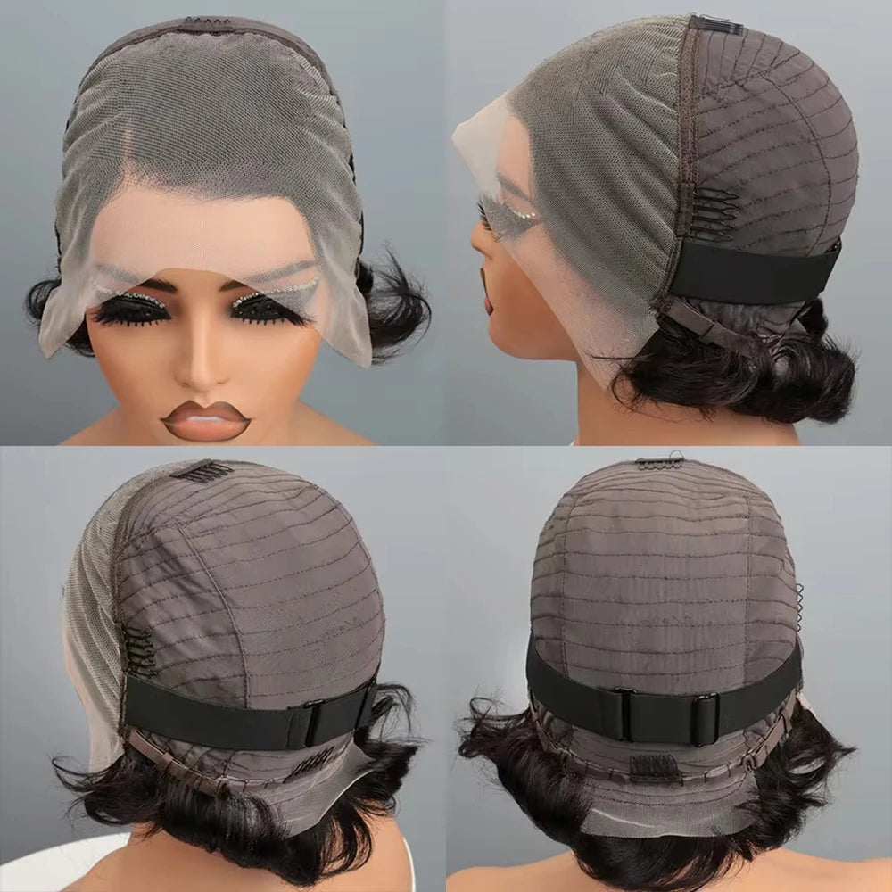Short Curly Brazilian Human Hair Lace Front Wig for Women