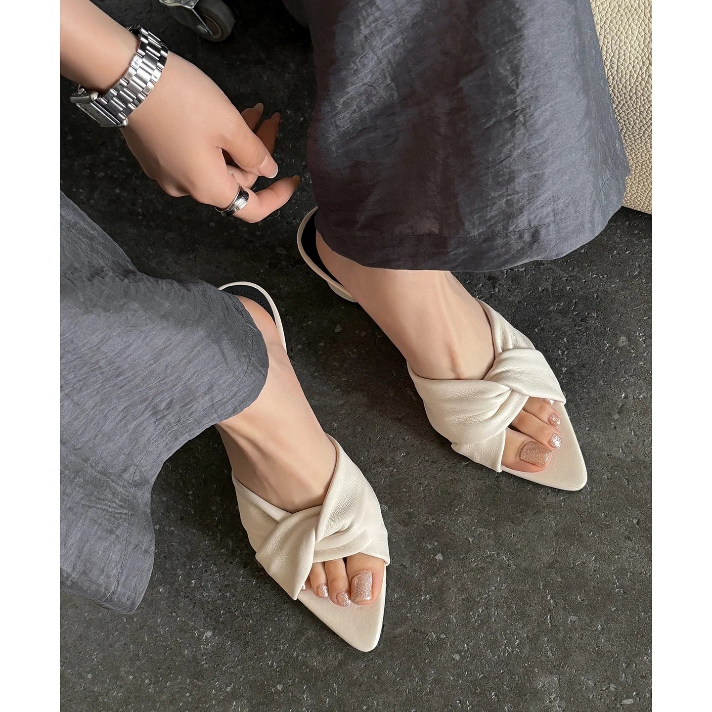 Genuine Leather Back Strap Summer Sandals for Women