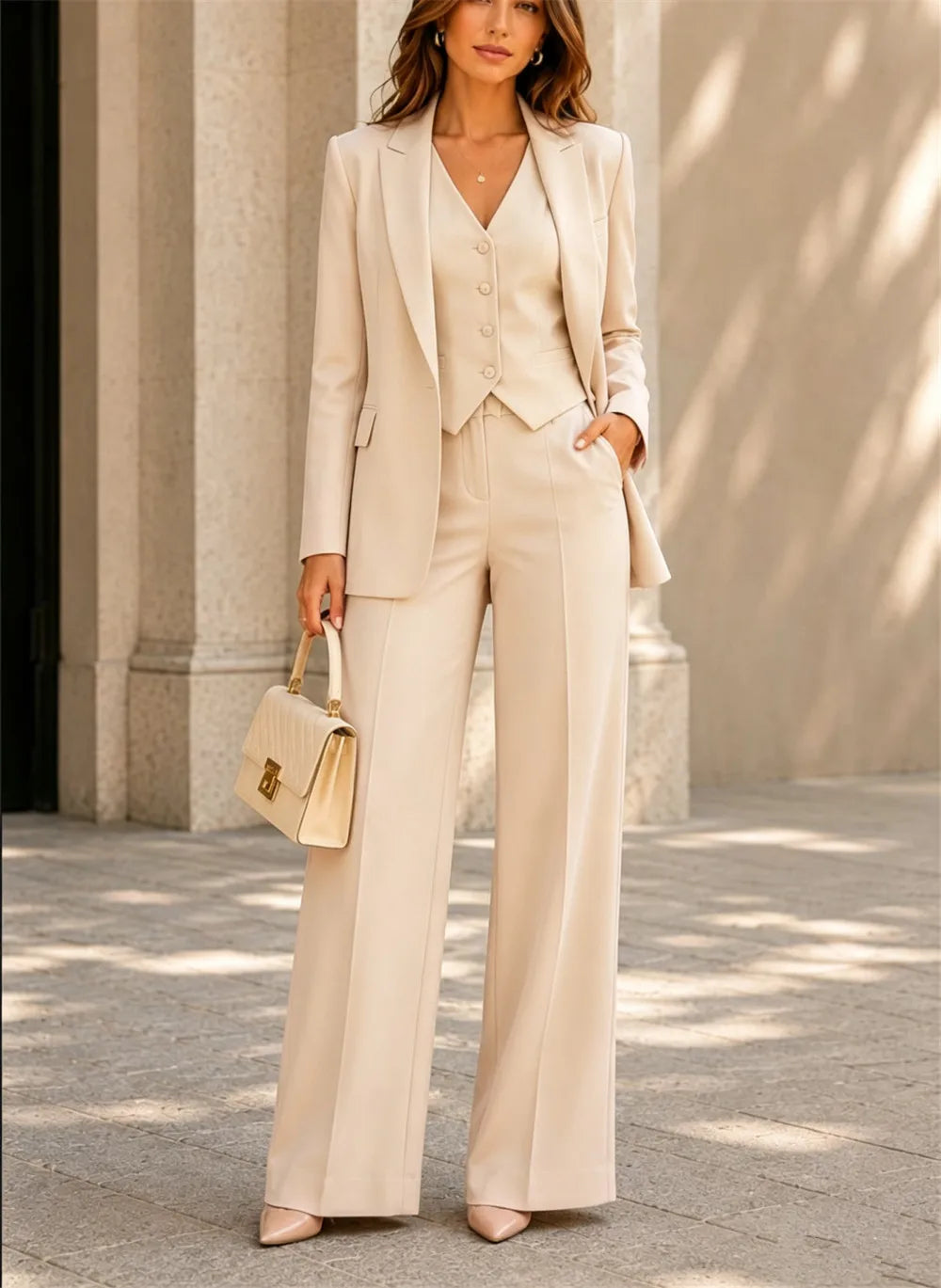 Pink Three Piece Stretch Suit
