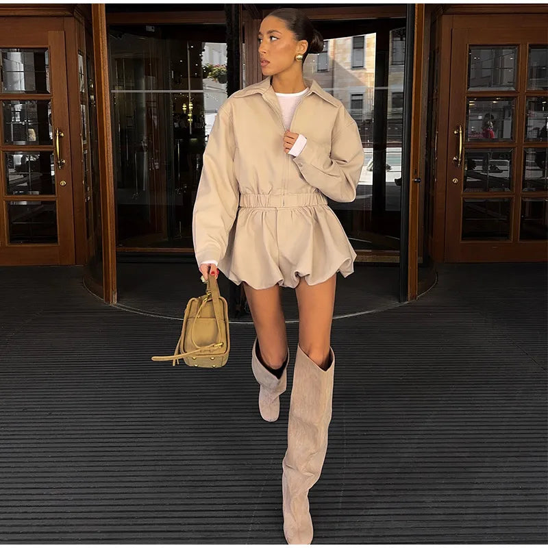 Autumn Zip Jacket And Shorts Set