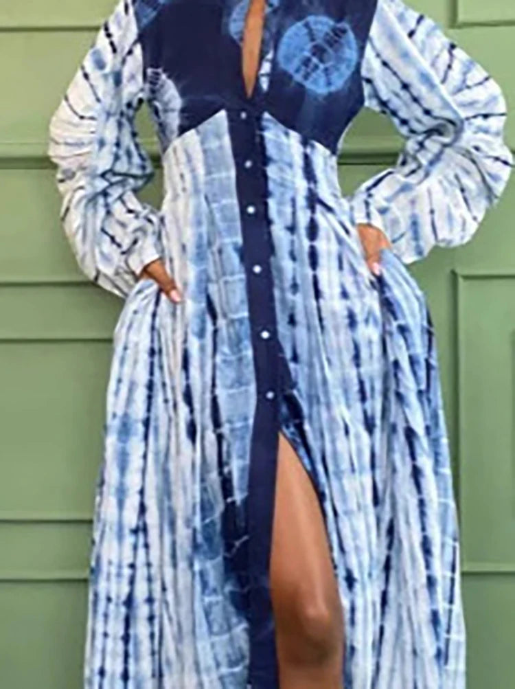 Printed Loose Fit Maxi Dress With Pockets for Women