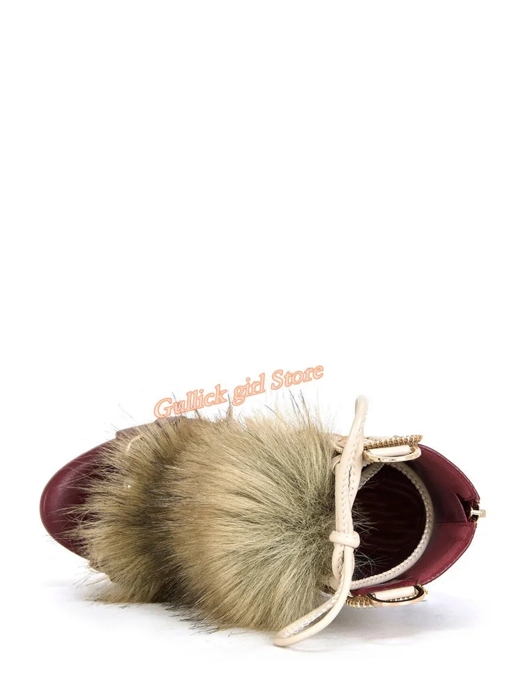 Faux Fur Open Toe Knee High Sandal Boots for Women