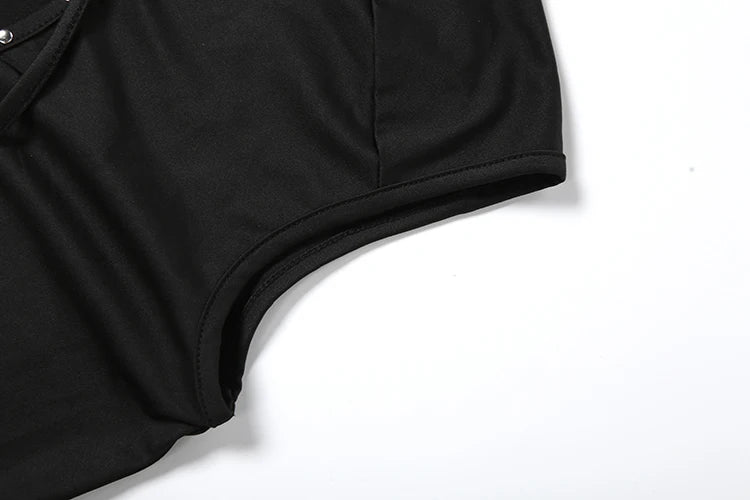 Rivet Stand Collar Cutout Bandage Tank Top for Women