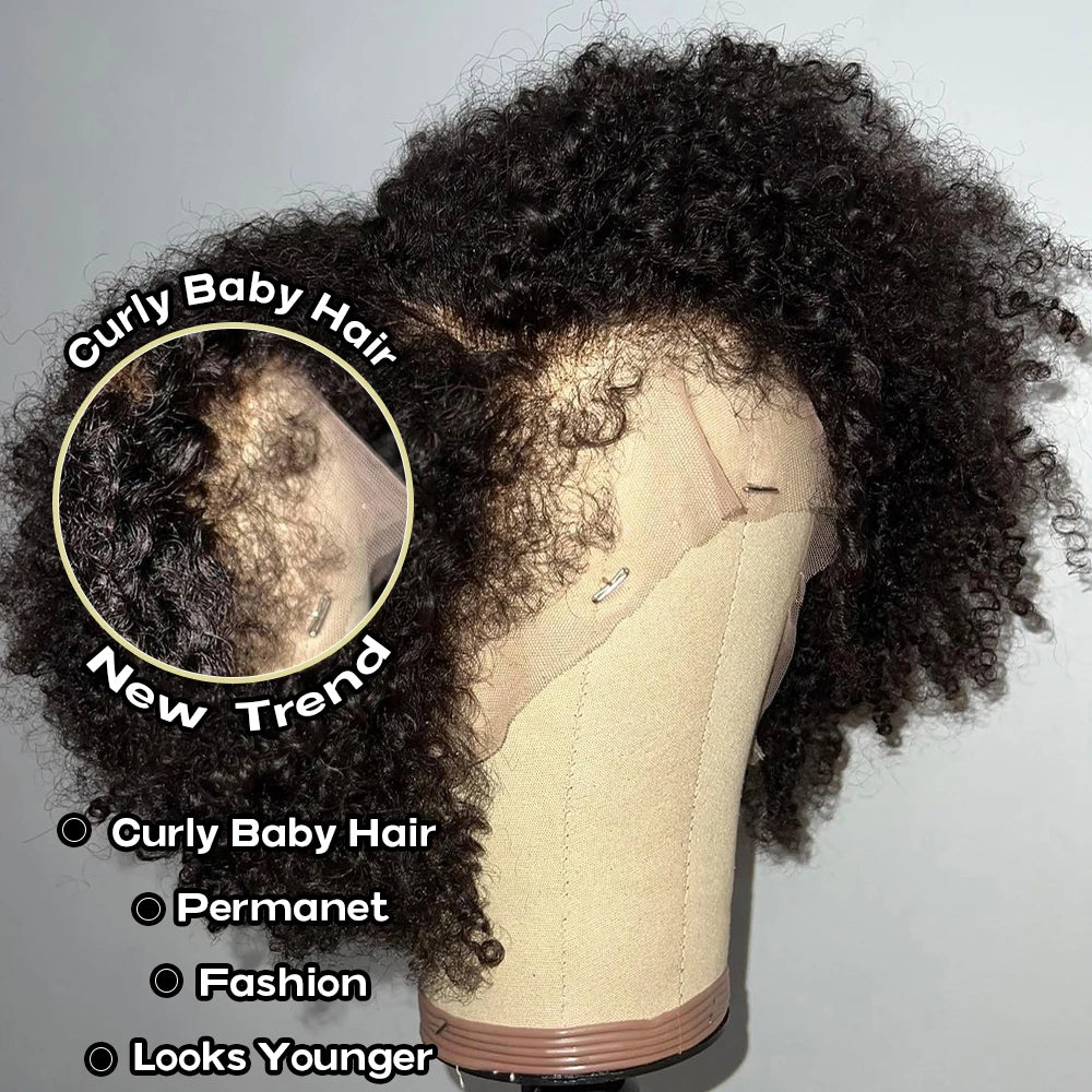 Pre Plucked Deep Curly Lace Front Human Hair Wig for Women