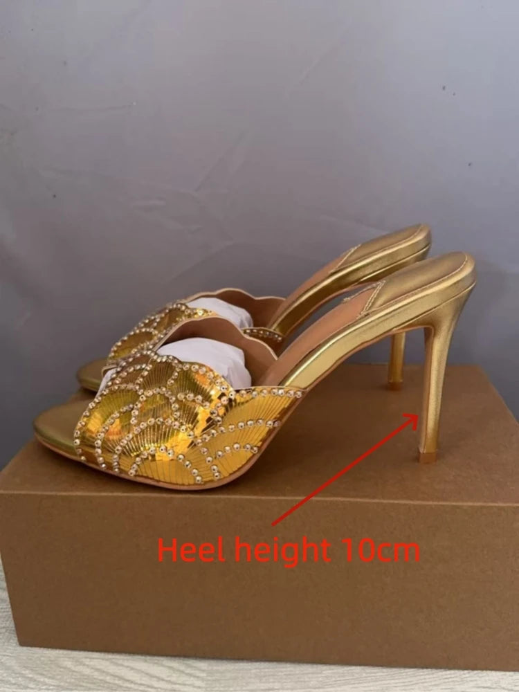 Luxurious Sparkling Fish Mouth Strap Sandals for Women