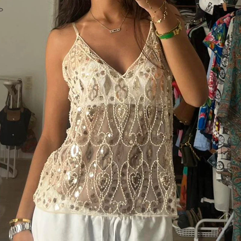 Festival Sparkle See Through Sequin Camisole for Women