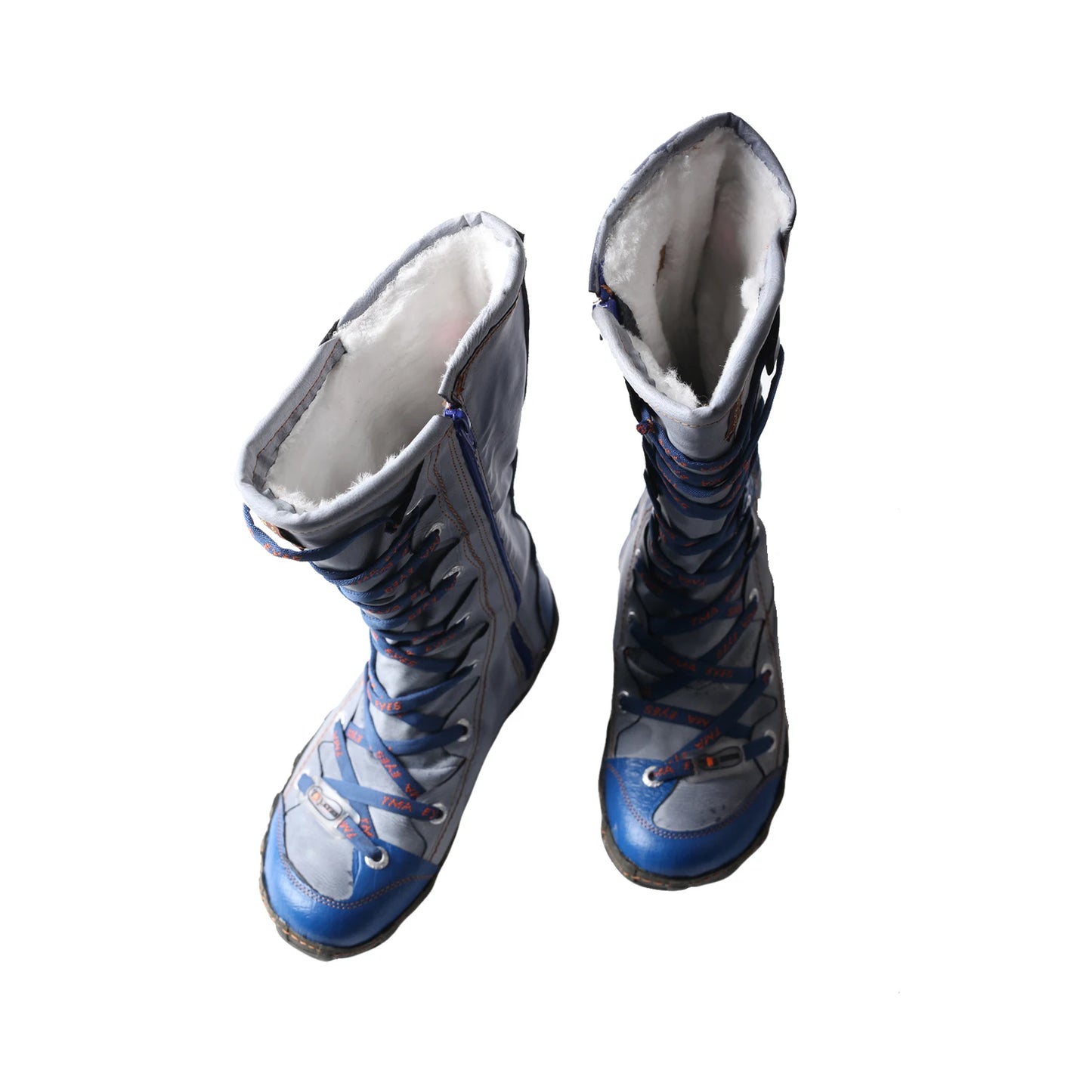 Contrast Stitch Leather Zipper Boot