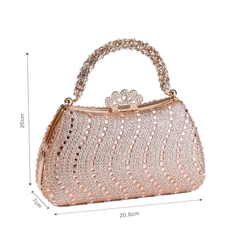 2025 Luxury Fashion Sequined Glitter Clutch Bag Full Rhinestone Design Party Women Handbags Portable Tote Shoulder Messenger Bag