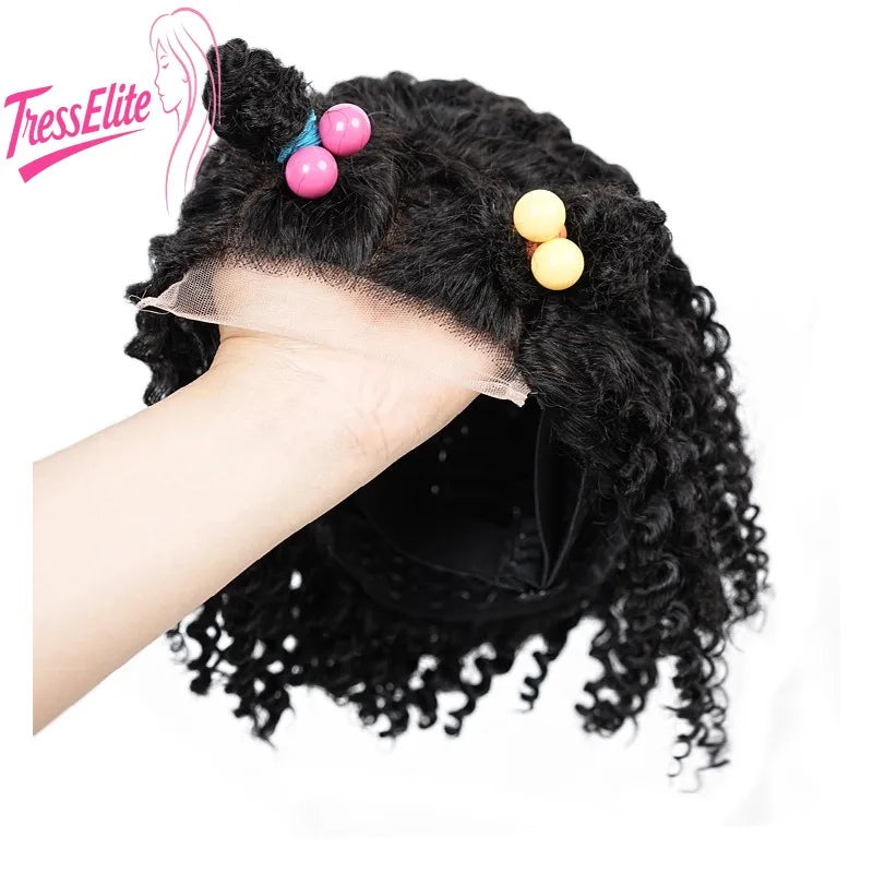 Kids Wig With 4x4 Lace Front And 100 Percent Human Hair Kinky Curly For Daily Wear Cosplay