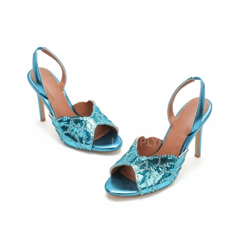 Luxurious Sparkling Fish Mouth Strap Sandals for Women