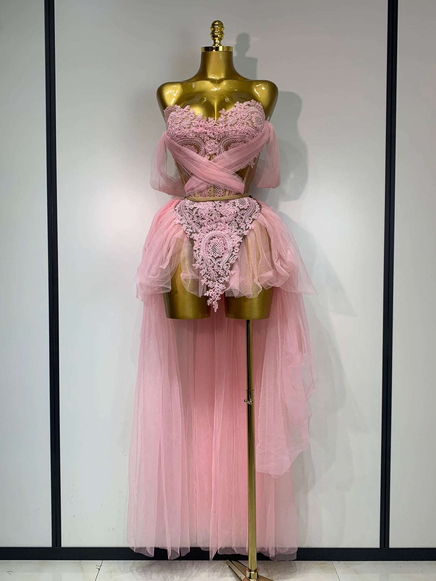 2025 New Arrived Sexy Cute Mesh Tops Skirt 2 PCS Set Women Celebrate Party Birthday Nightclub Performance Stage Show Outfit