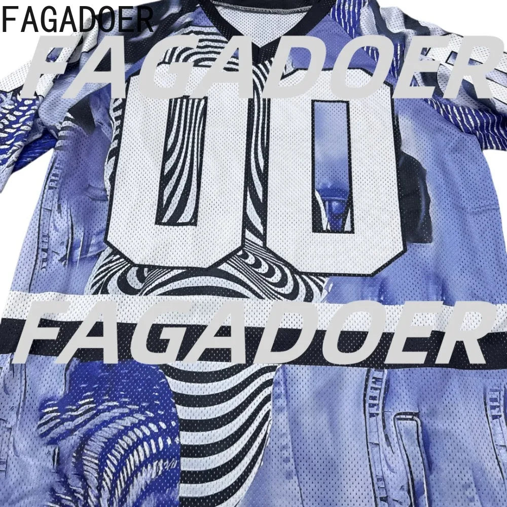 FAGADOER New Spring 2025 Fashion Letter Print T Shirt Women Long Sleeves V Neck Loose Tshirt Casual Female Streetwear Clothing