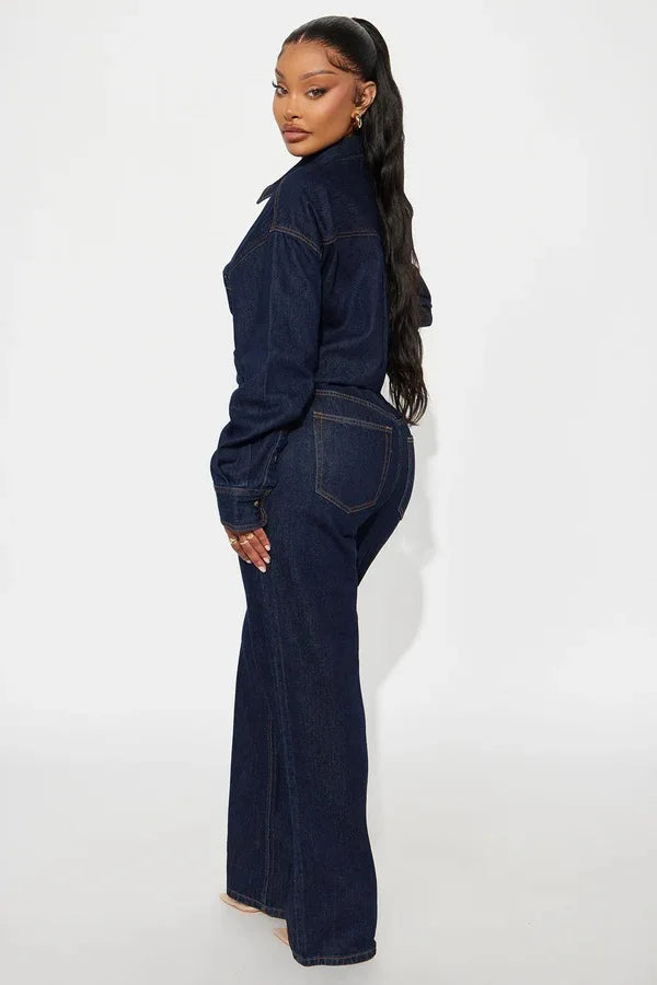 Washed Distressed Denim Jumpsuit
