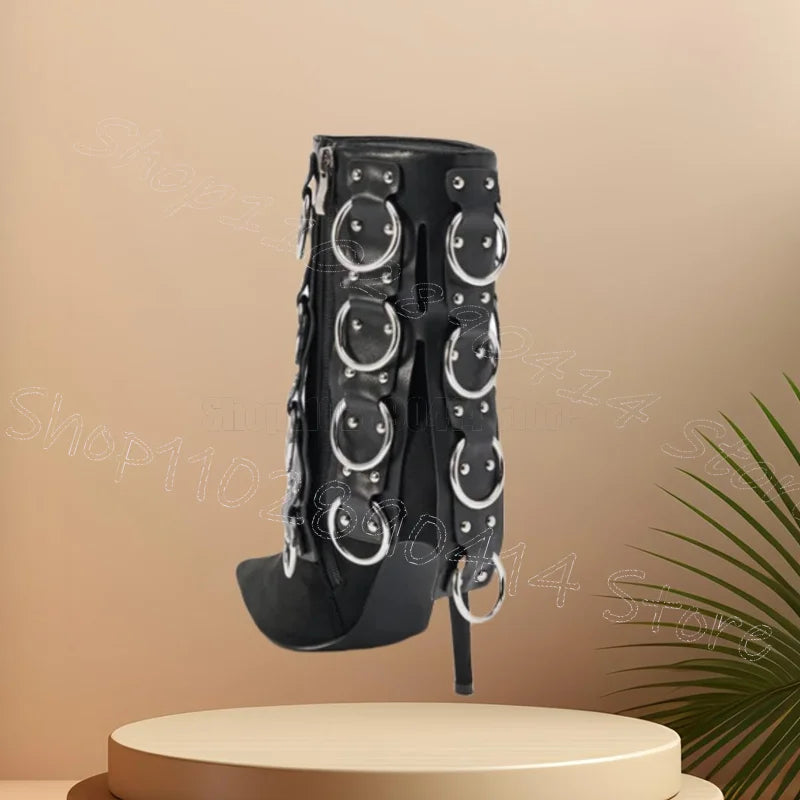 Elegant Pointed Toe High Heel Boots With Side Zipper For Women