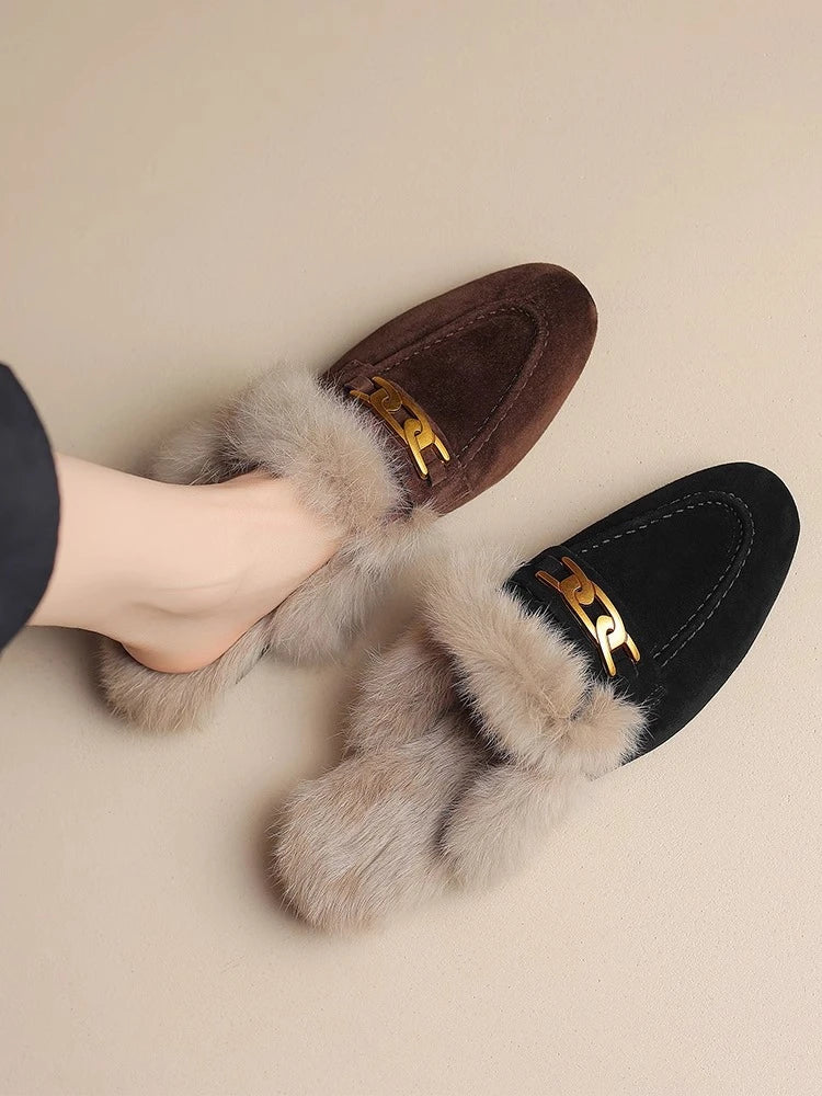 Plush Faux Fur Slippers