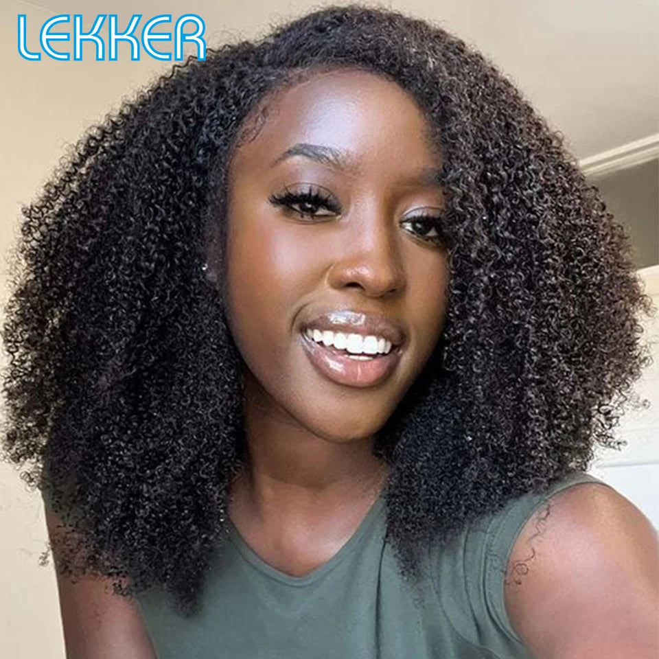 Ombre Brown Kinky Curly Glueless Bob Lace Wig for Women